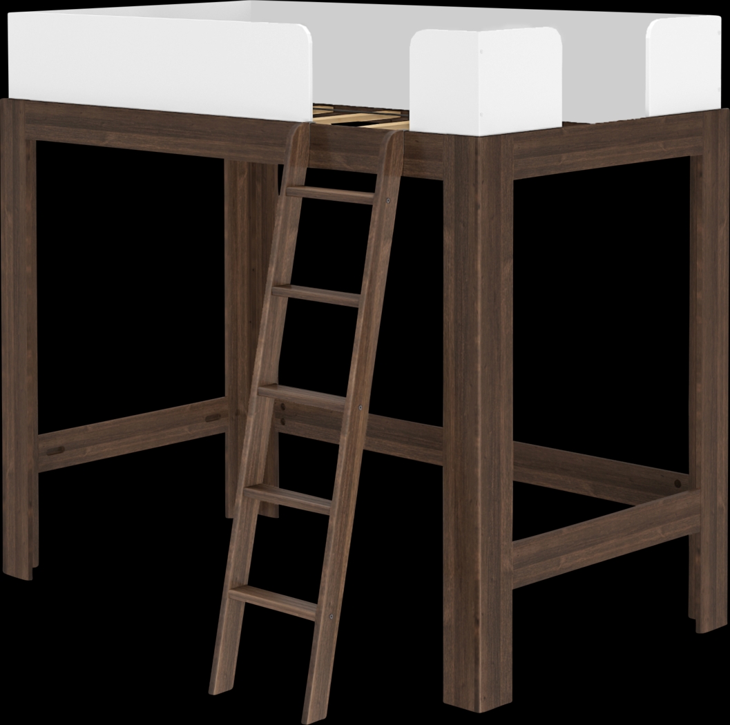 Kids Josefa II Walnut White Twin Loft Bed - Thumbnail - Image 1