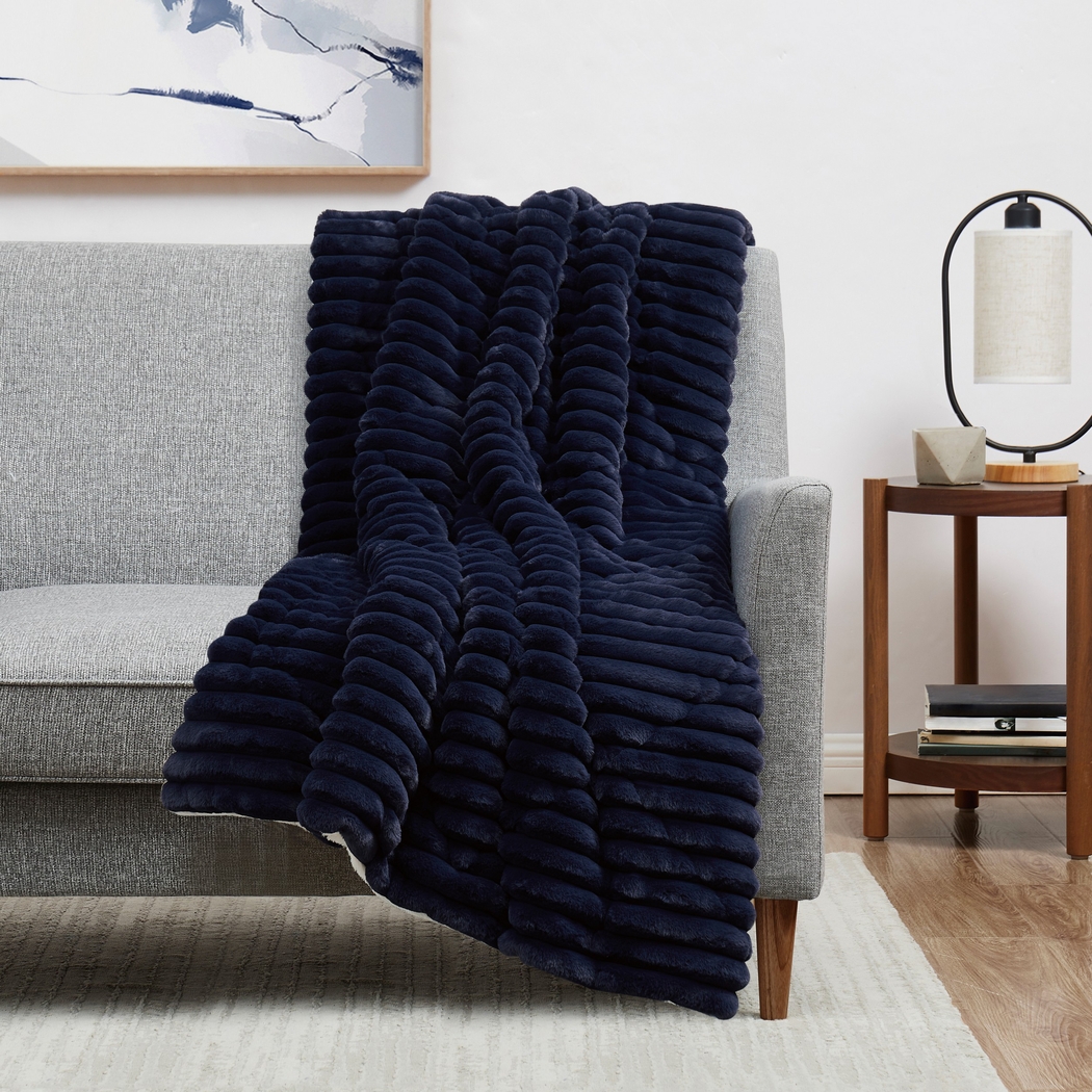 Kids Josip Navy Faux Fur Throw - Thumbnail - Image 3