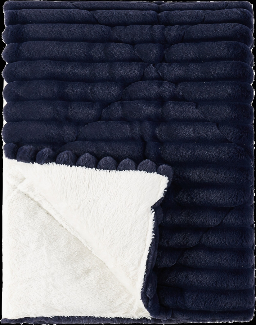 Kids Josip Navy Faux Fur Throw - Thumbnail - Image 1