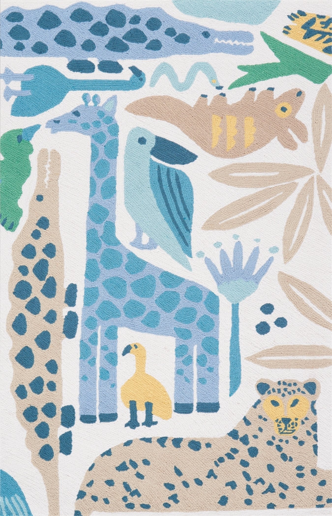 Kids Jungle Garden Blue 3'6 x 5'6 Rug - Thumbnail - Image 1