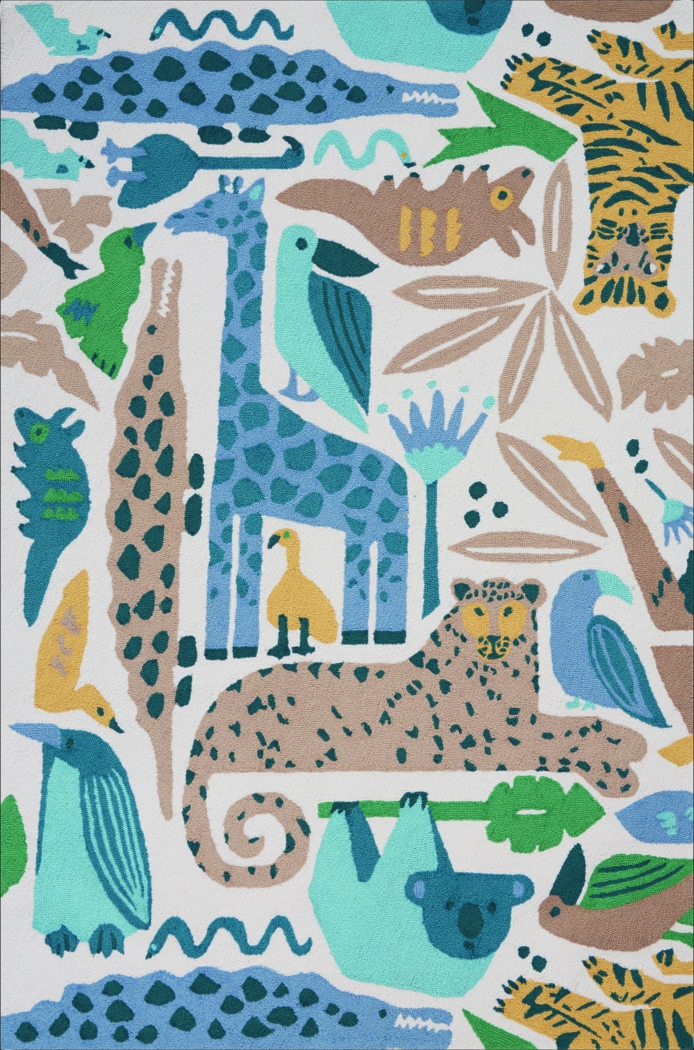Kids Jungle Garden Blue 5' x 7'6 Rug - Thumbnail - Image 1