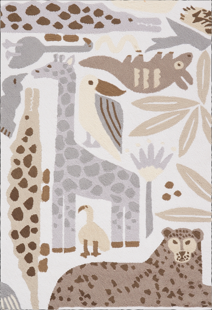 Kids Jungle Garden Gray 3'6 x 5'6 Rug - Thumbnail - Image 1