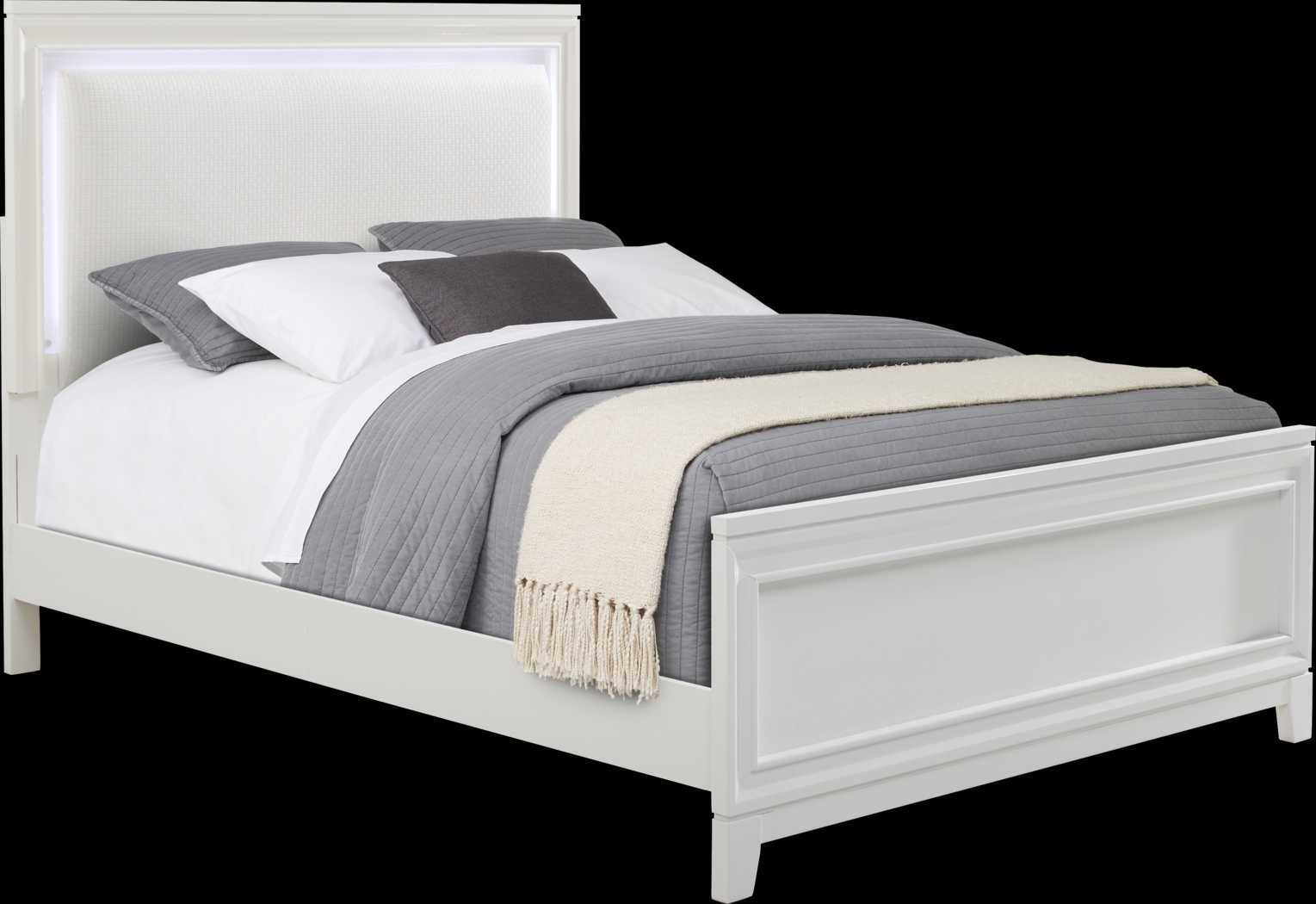 Kids Juno White 5 Pc Full Lighted Upholstered Bedroom - Thumbnail - Image 2