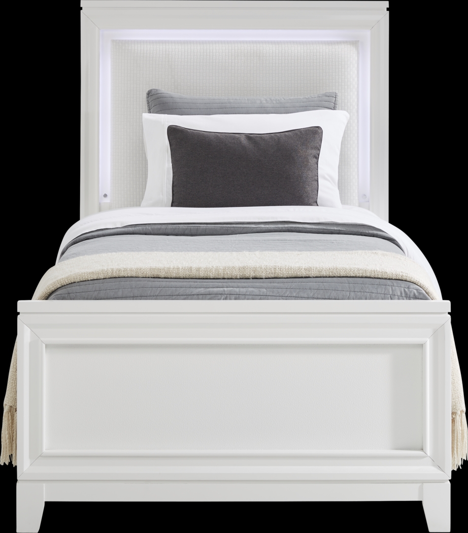 Kids Juno White 5 Pc Twin Lighted Upholstered Bedroom - Thumbnail - Image 4