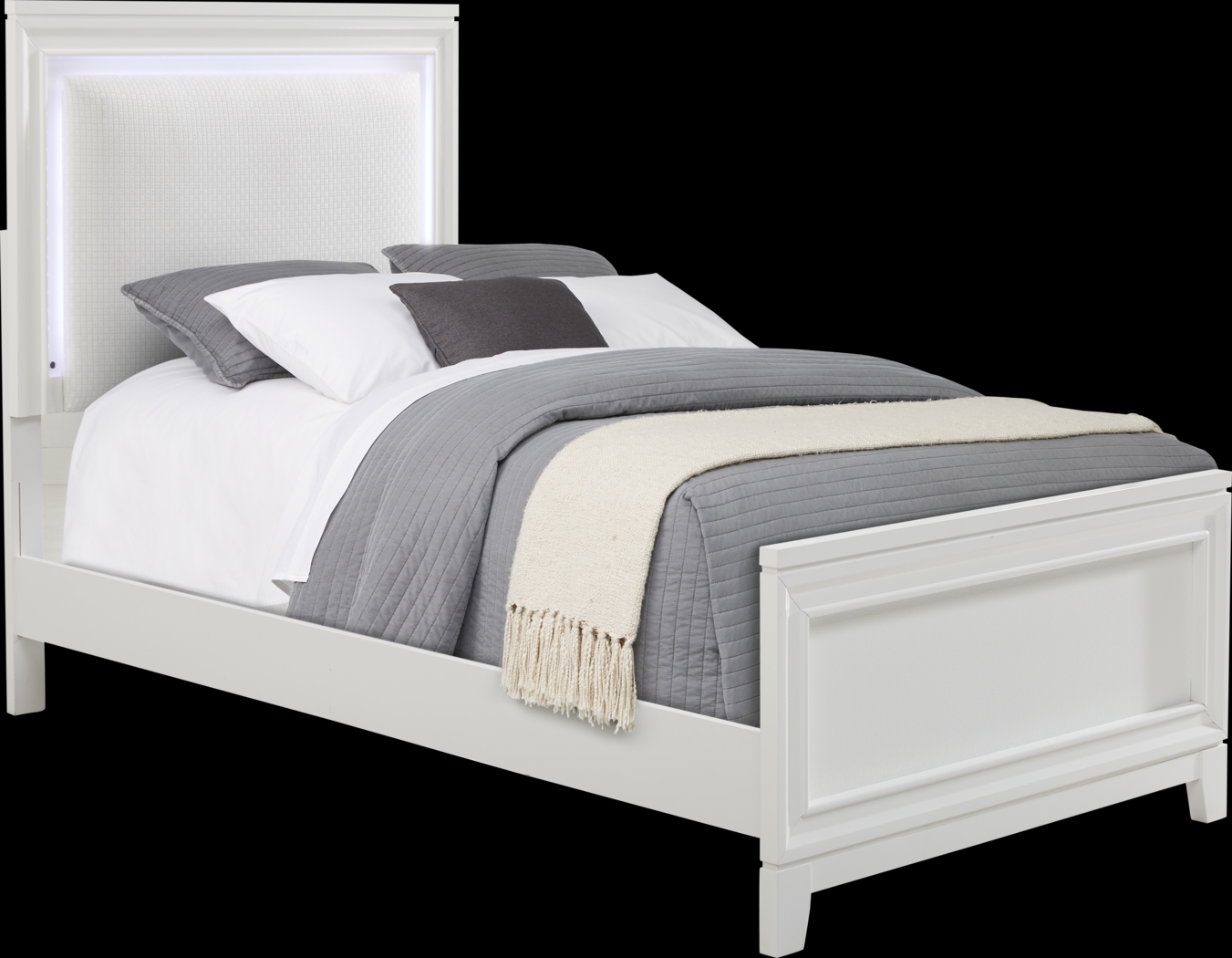 Kids Juno White 5 Pc Twin Lighted Upholstered Bedroom - Thumbnail - Image 2