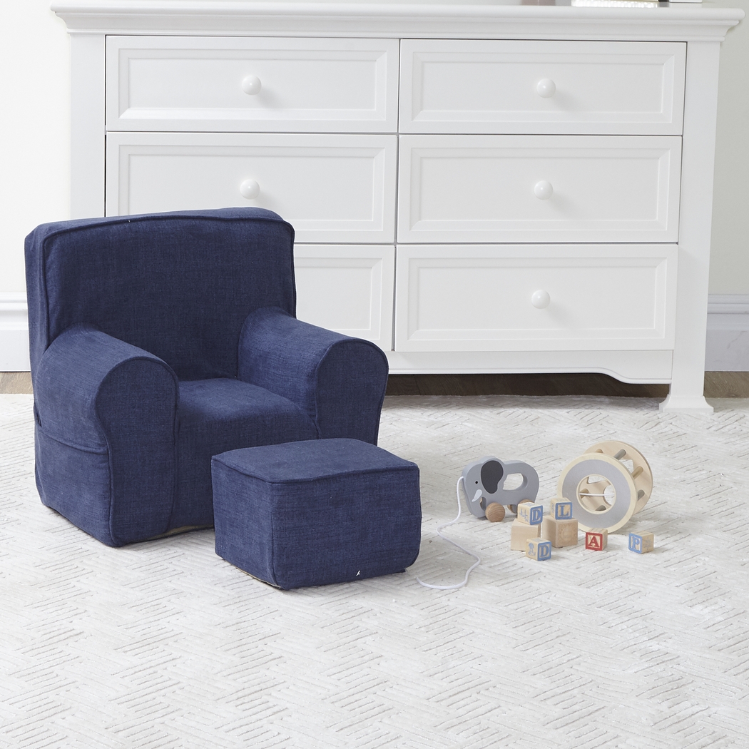 Kids Karlotta Blue Chair & Ottoman Set - Thumbnail - Image 2