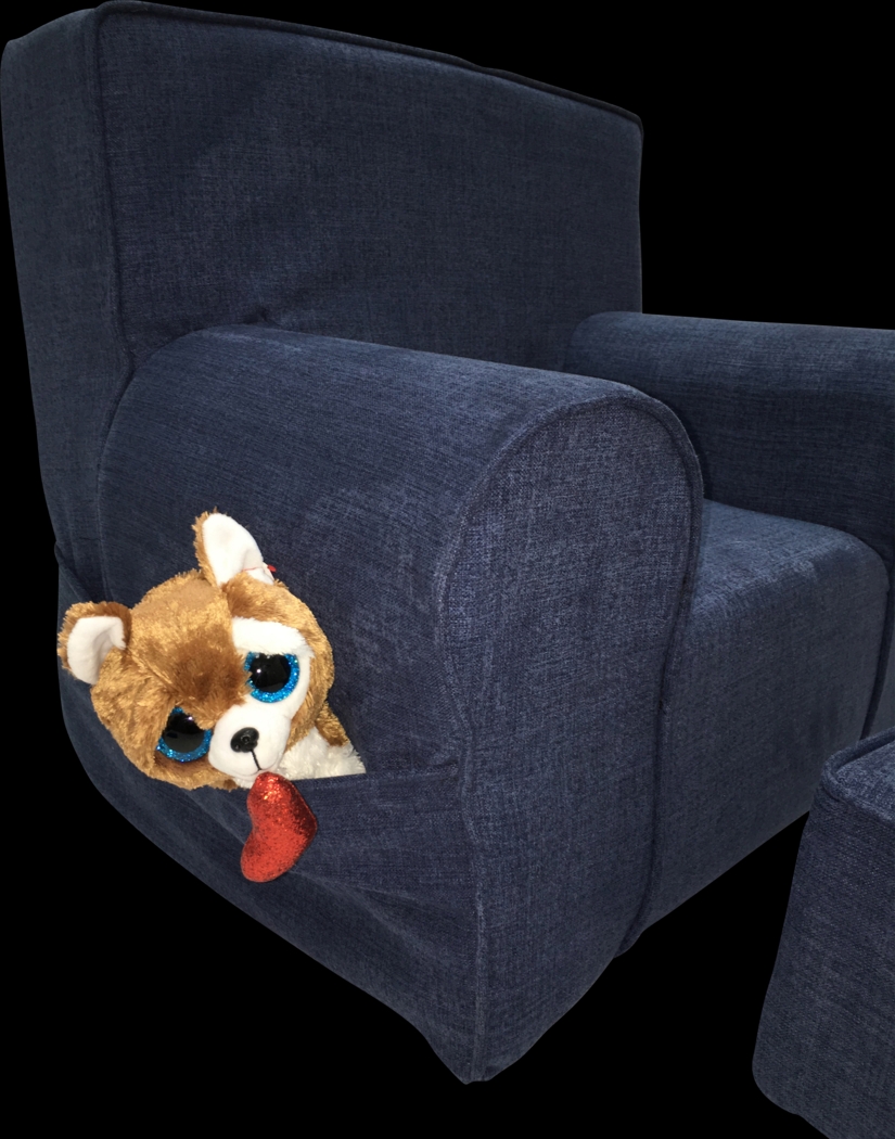 Kids Karlotta Blue Chair & Ottoman Set - Thumbnail - Image 4