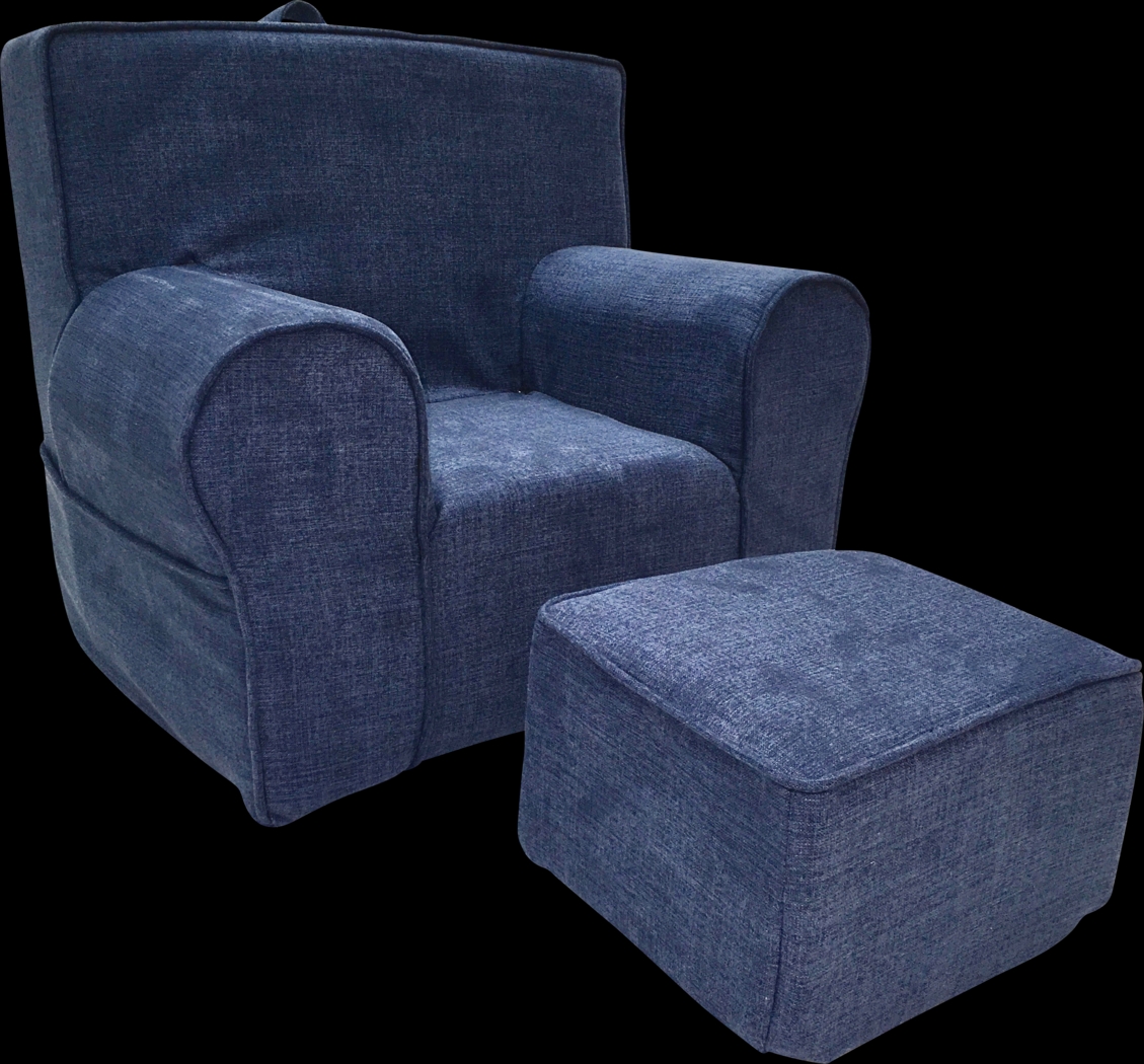 Kids Karlotta Blue Chair & Ottoman Set - Thumbnail - Image 1