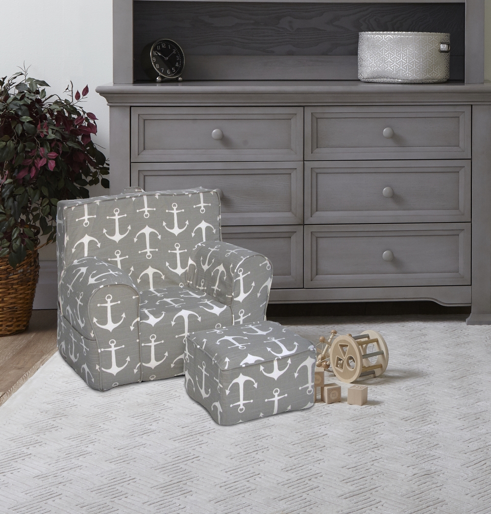 Kids Karlotta Gray Chair & Ottoman Set - Thumbnail - Image 2