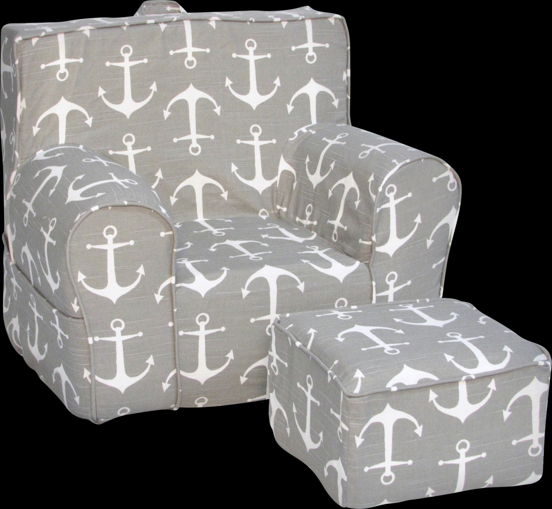 Kids Karlotta Gray Chair & Ottoman Set - Thumbnail - Image 1