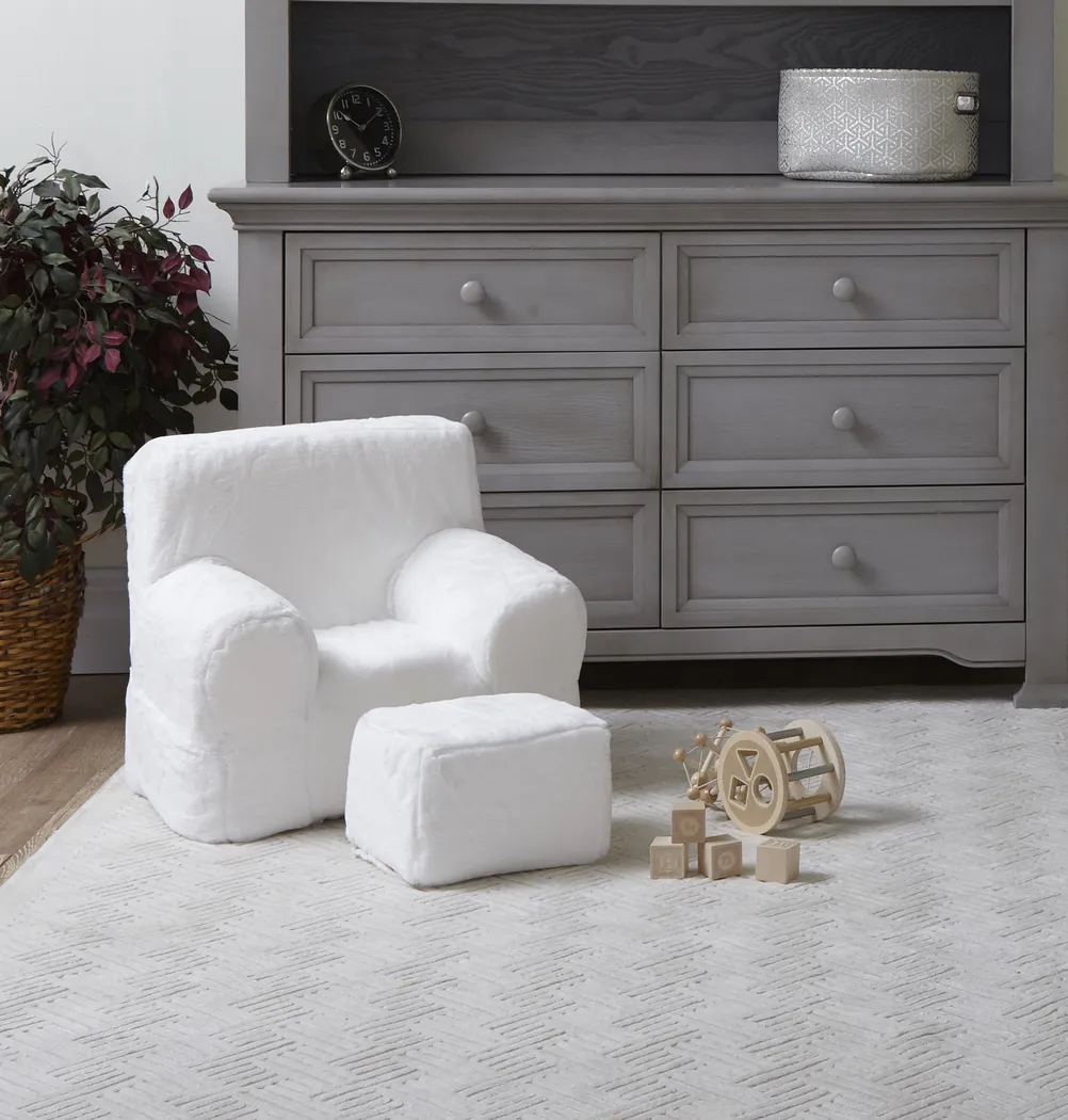 Kids Karlotta White Chair & Ottoman Set - Thumbnail - Image 2