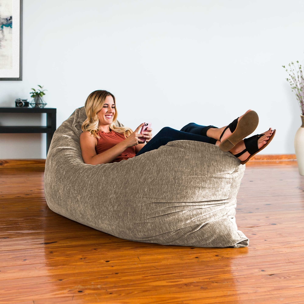 Kids Kimmy Beige Large Bean Bag Chair and Floor Pillow - Thumbnail - Image 6
