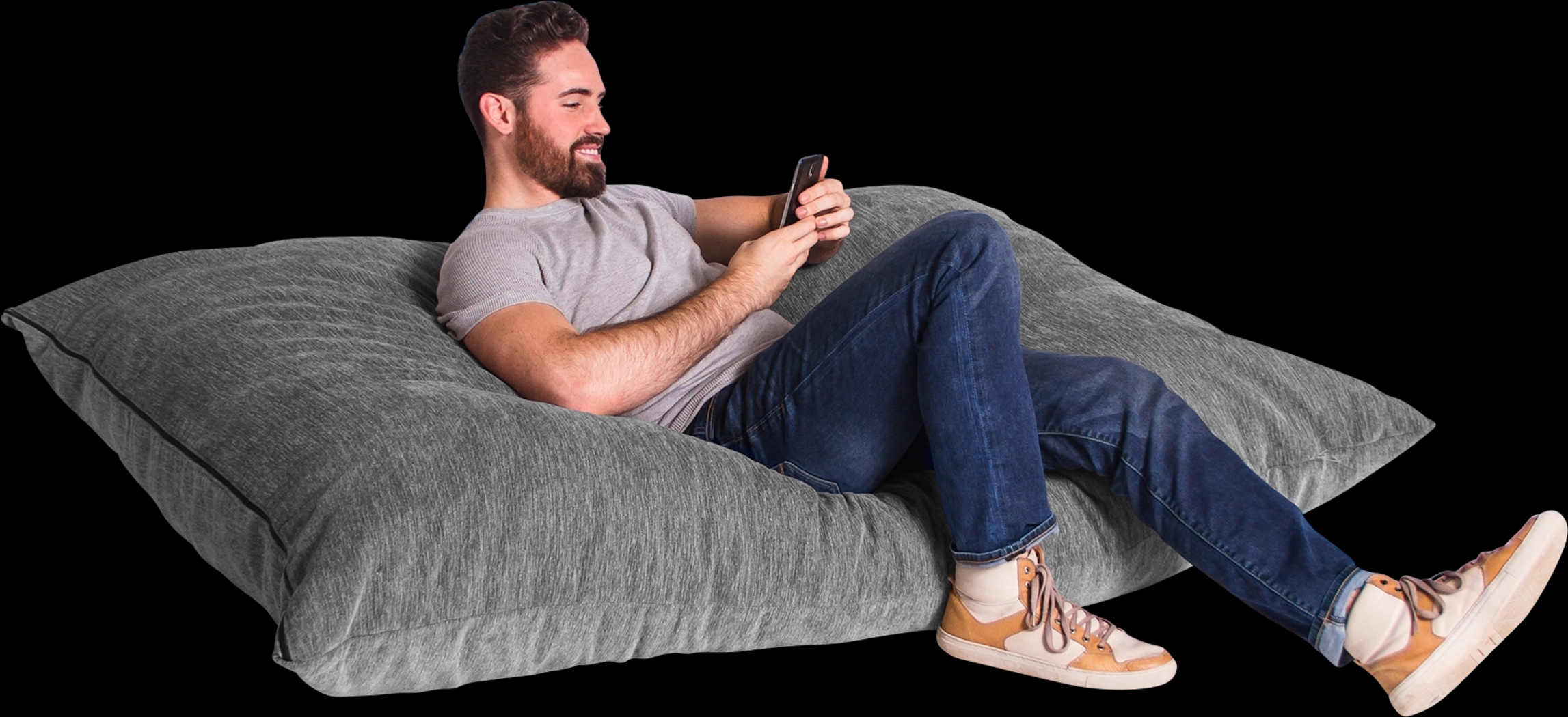 Kids Kimmy Gray Large Bean Bag Cahir and Floor Pillow - Thumbnail - Image 2