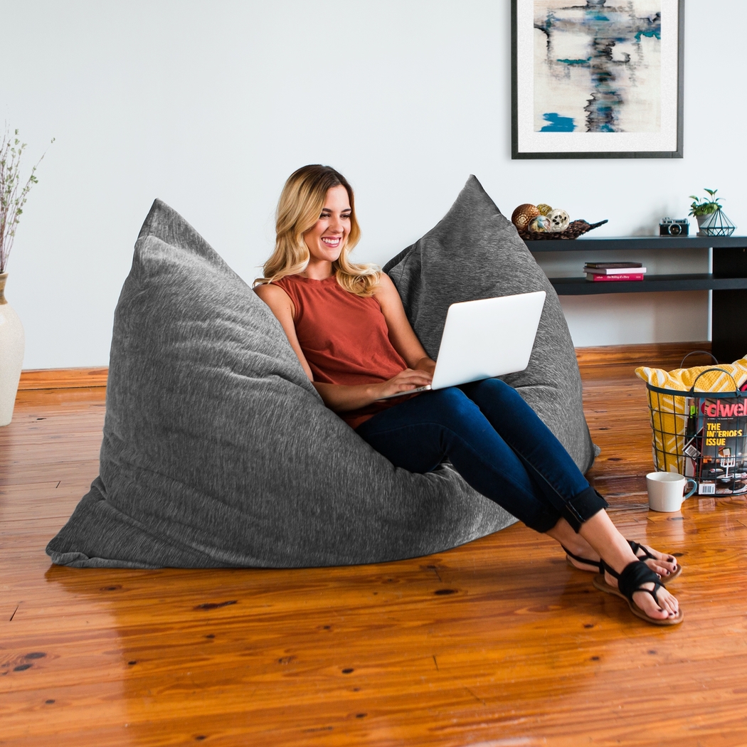 Kids Kimmy Gray Large Bean Bag Cahir and Floor Pillow - Thumbnail - Image 7