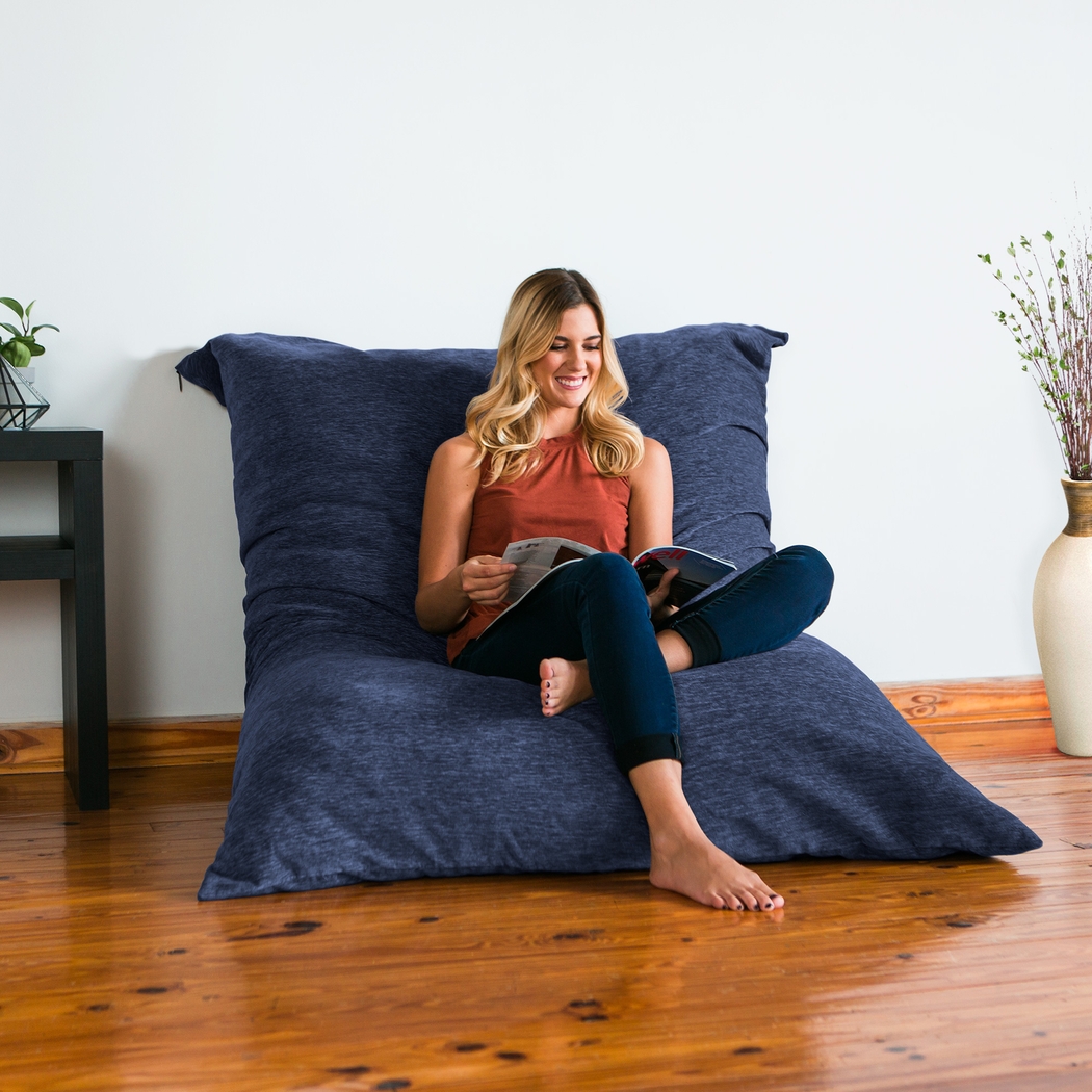 Kids Kimmy Navy Large Bean Bag Chair and Floor Pillow - Thumbnail - Image 4