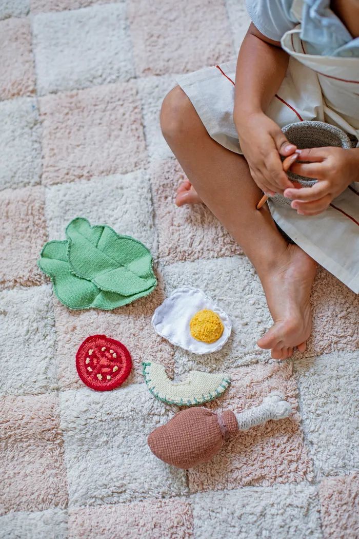 Kids Kitchen Tiles Natural/Rose 4' x 5'3 Machine Washable Rug - Thumbnail - Image 2