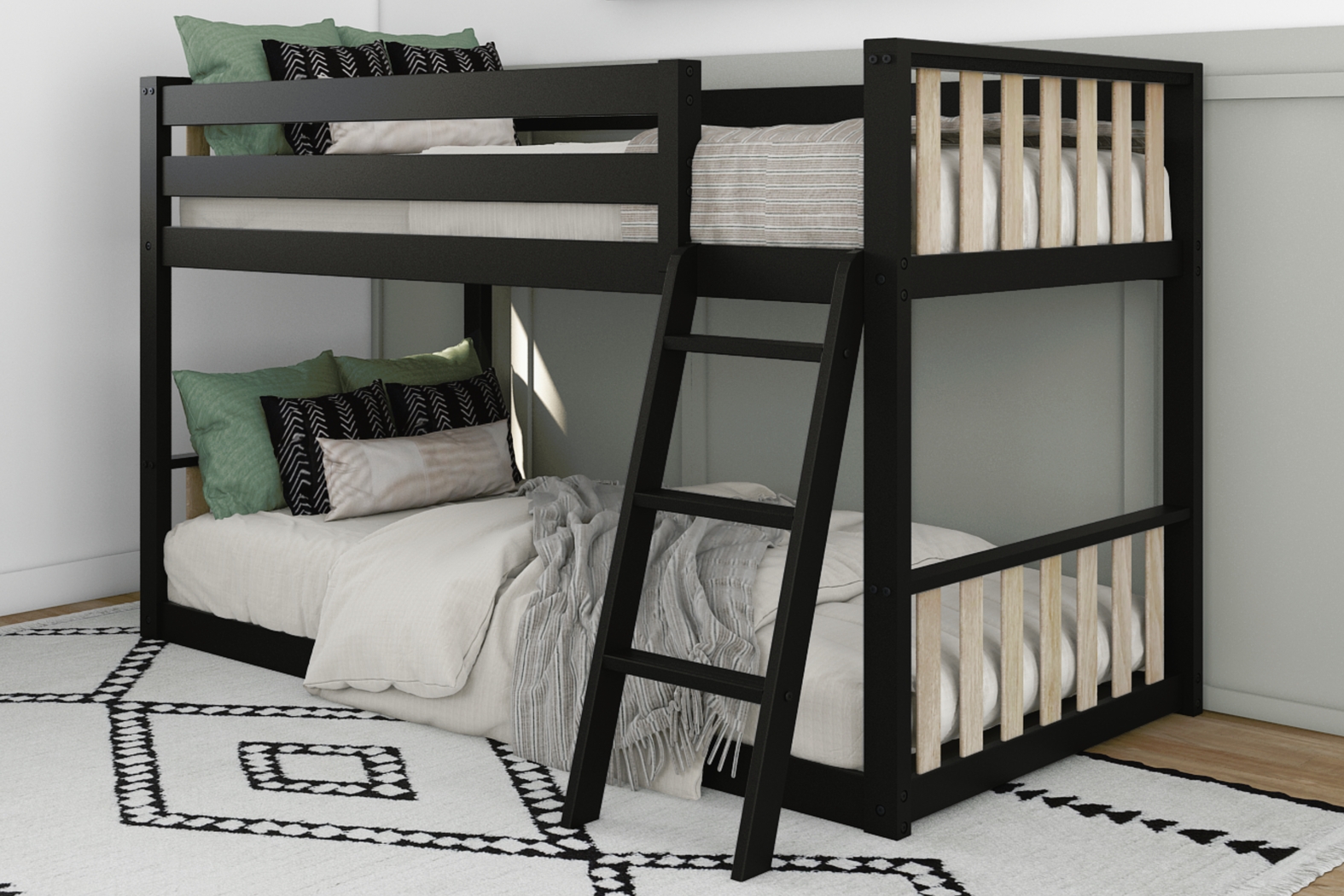 Kids Klaudie I Black Natural Twin/Twin Bunk Bed - Thumbnail - Image 2