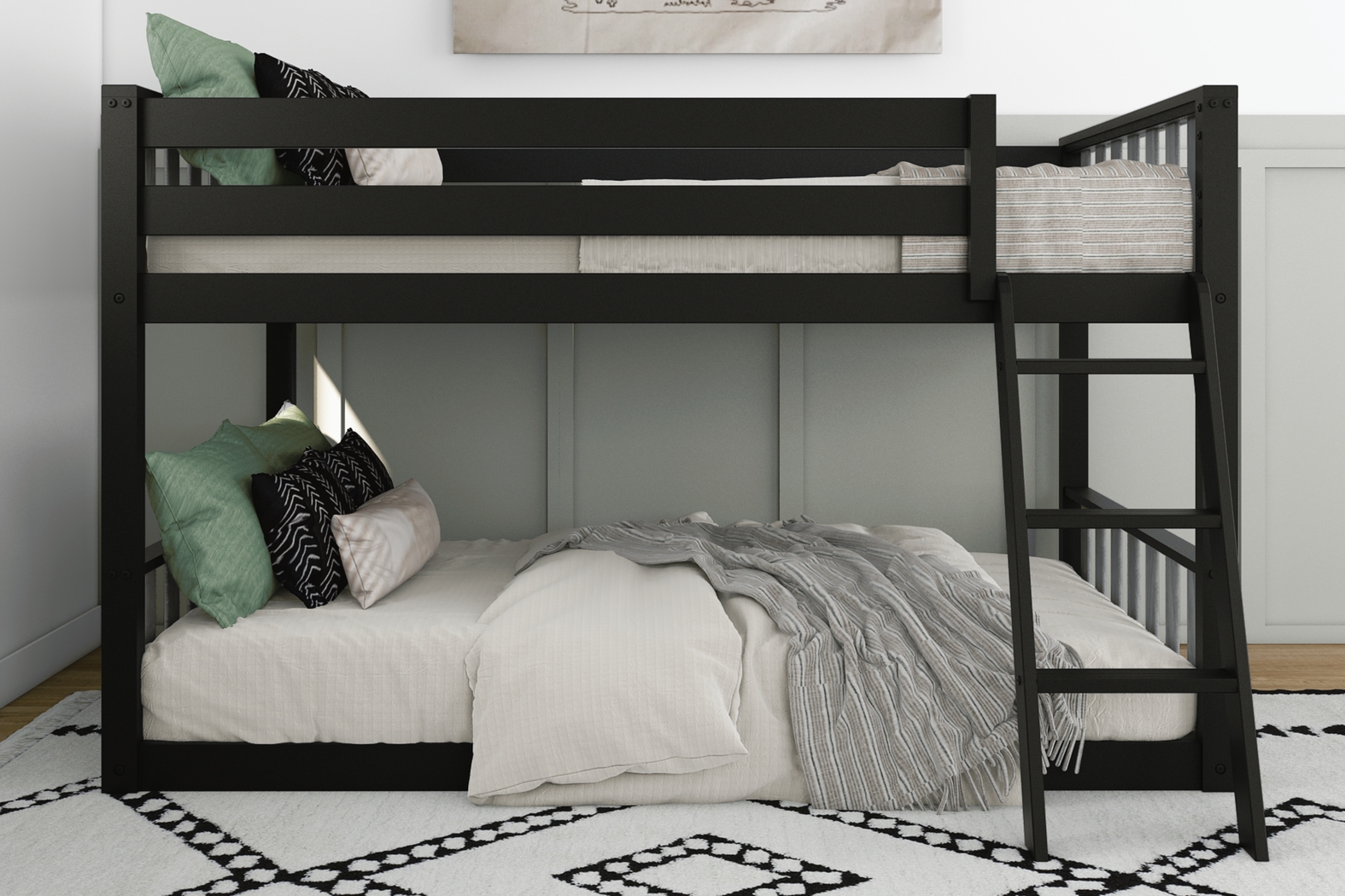 Kids Klaudie I Black Natural Twin/Twin Bunk Bed - Thumbnail - Image 3