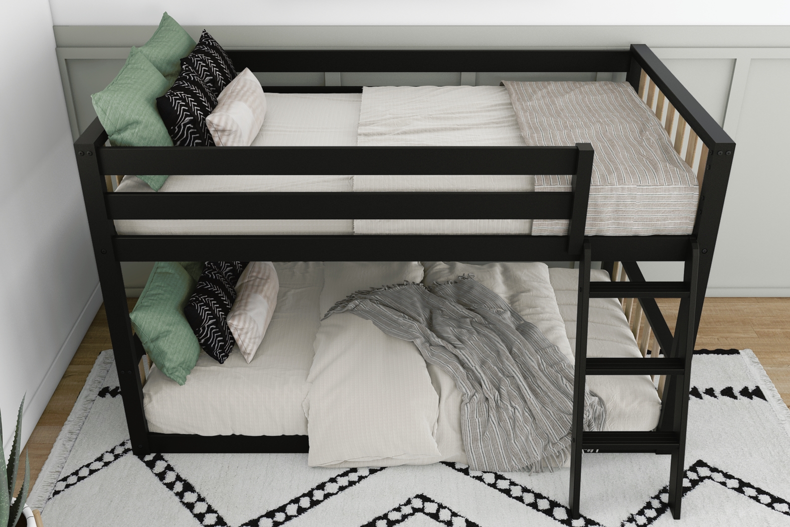 Kids Klaudie I Black Natural Twin/Twin Bunk Bed - Thumbnail - Image 4