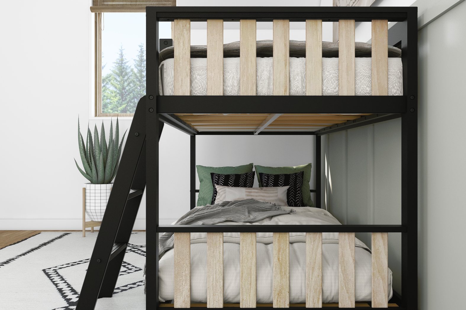 Kids Klaudie I Black Natural Twin/Twin Bunk Bed - Thumbnail - Image 5