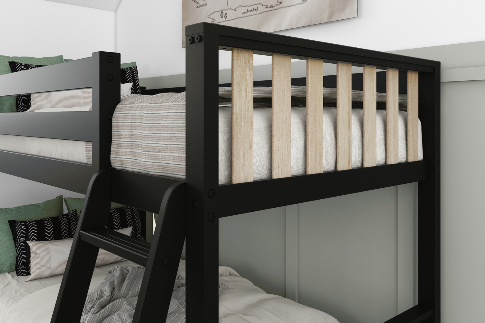 Kids Klaudie I Black Natural Twin/Twin Bunk Bed - Thumbnail - Image 6