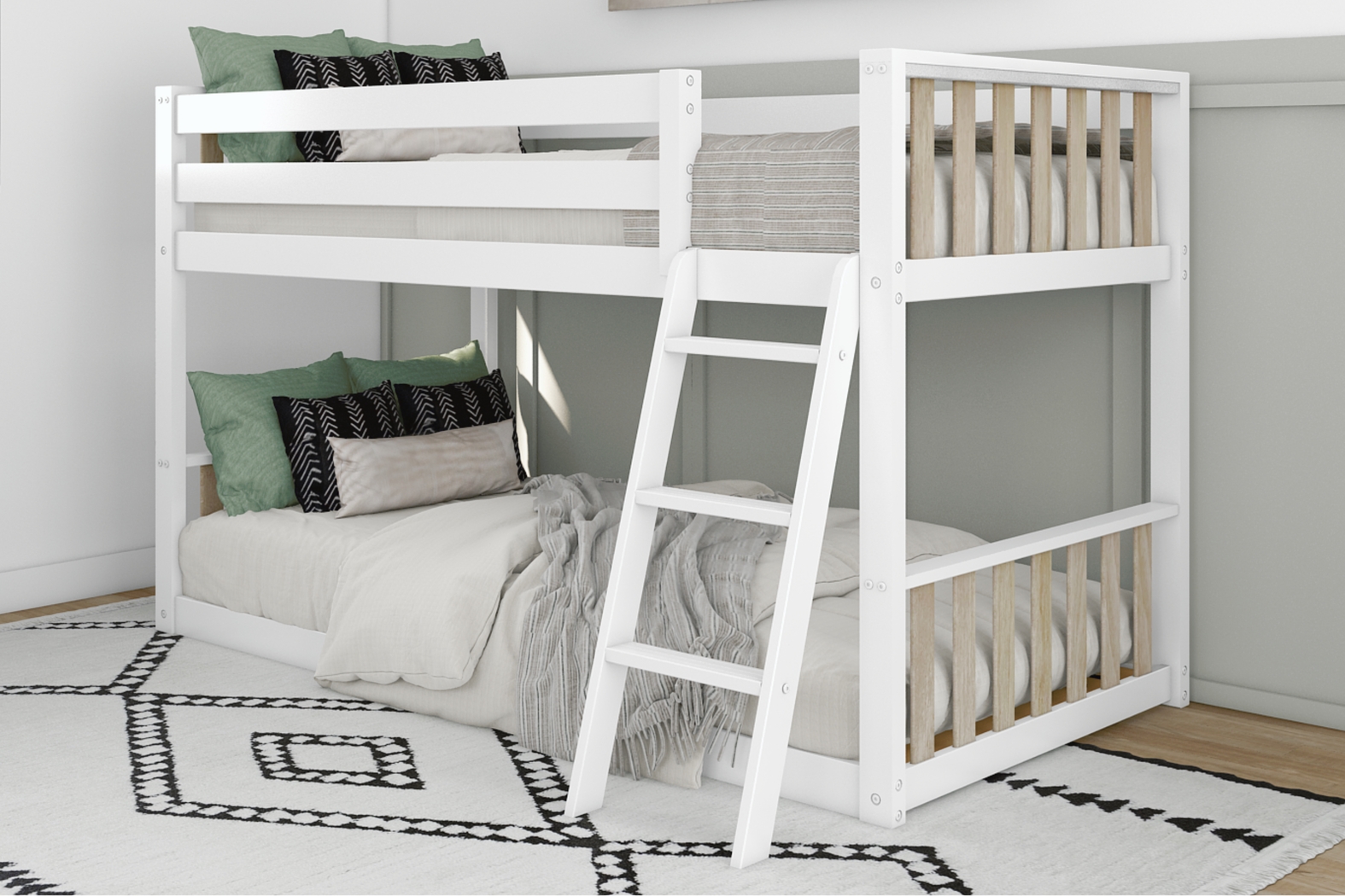 Kids Klaudie I White Natural Twin/Twin Bunk Bed - Thumbnail - Image 2