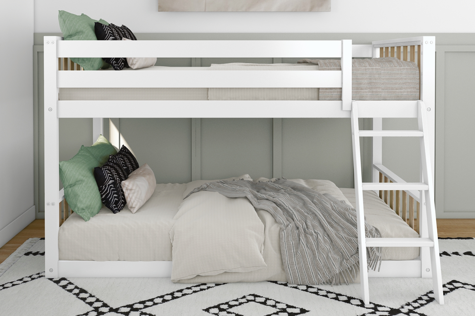 Kids Klaudie I White Natural Twin/Twin Bunk Bed - Thumbnail - Image 3