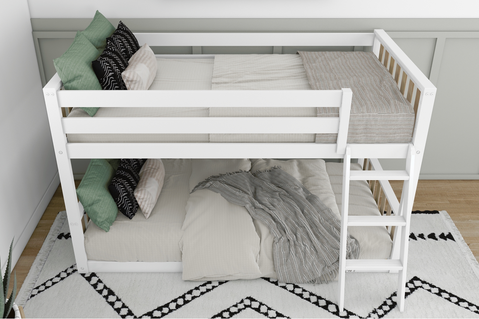 Kids Klaudie I White Natural Twin/Twin Bunk Bed - Thumbnail - Image 4