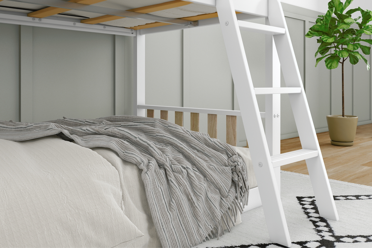 Kids Klaudie I White Natural Twin/Twin Bunk Bed - Thumbnail - Image 6