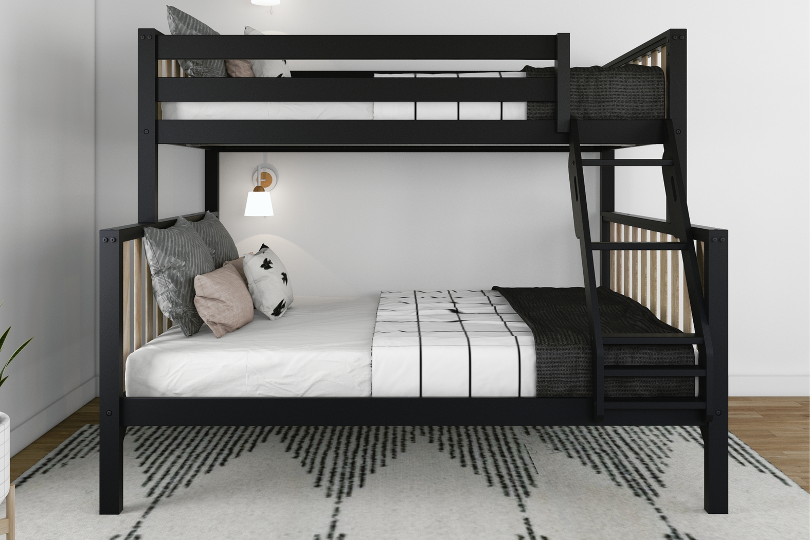 Kids Klaudie II Black Natural Twin/Full Bunk Bed - Thumbnail - Image 3