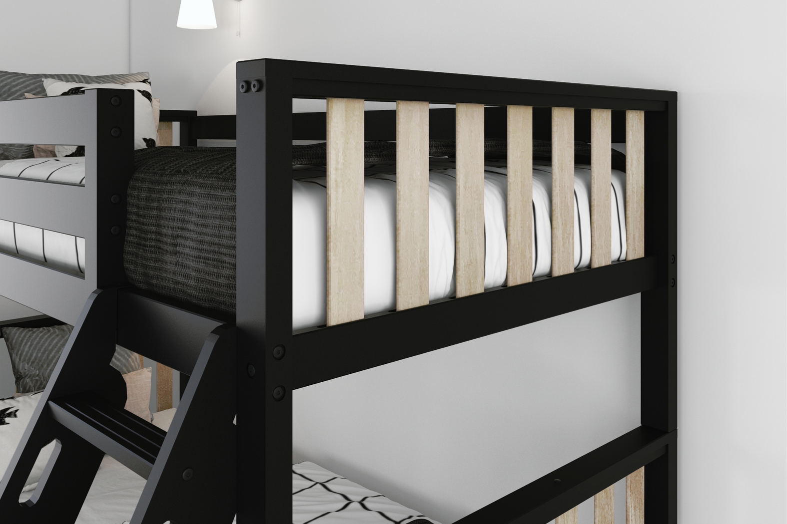 Kids Klaudie II Black Natural Twin/Full Bunk Bed - Thumbnail - Image 5