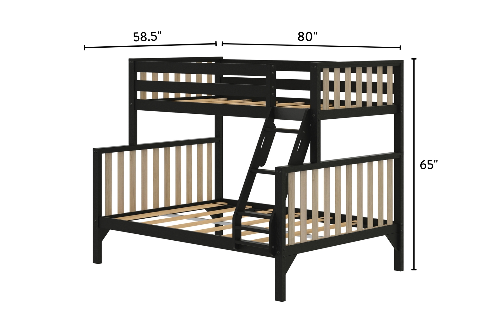 Kids Klaudie II Black Natural Twin/Full Bunk Bed - Thumbnail - Image 7