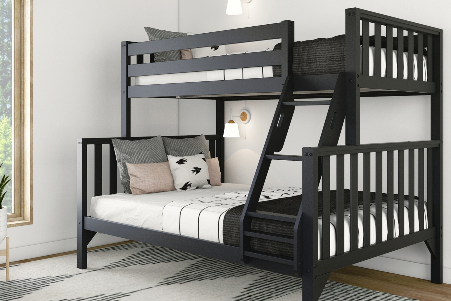 Kids Klaudie II Black Twin/Full Bunk Bed - Thumbnail - Image 2