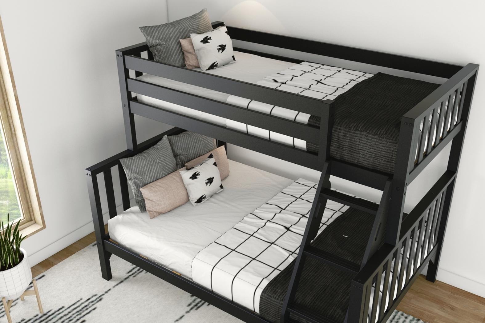 Kids Klaudie II Black Twin/Full Bunk Bed - Thumbnail - Image 4