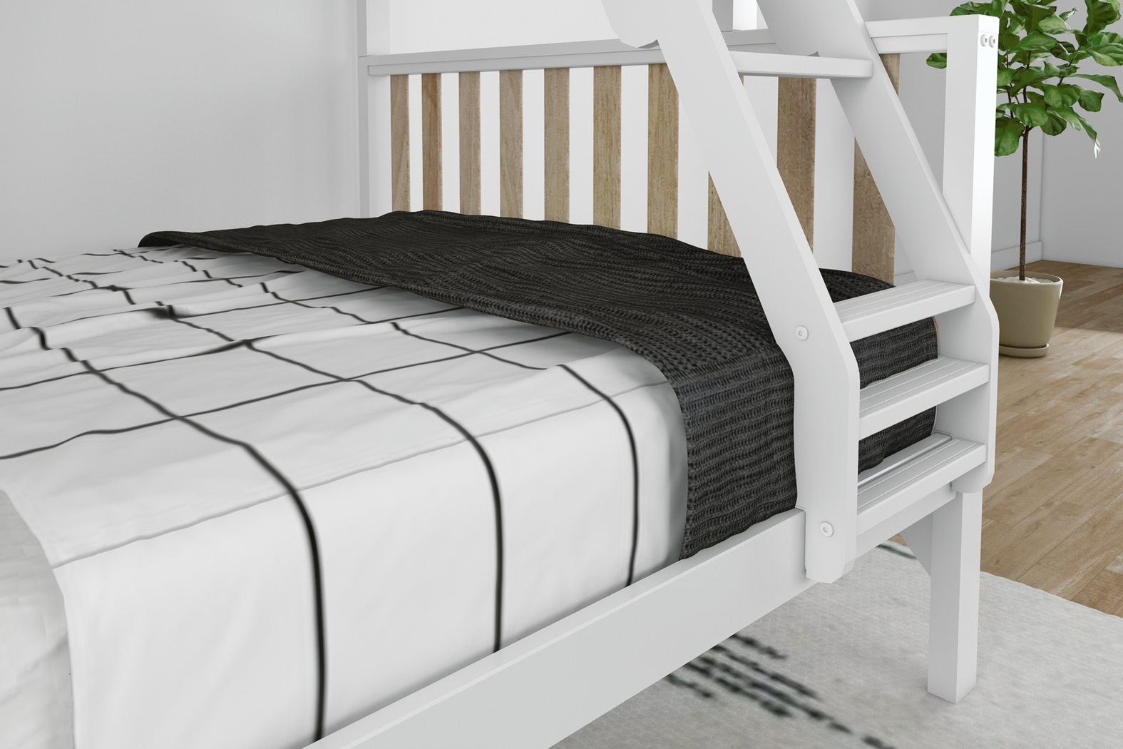 Kids Klaudie II White Twin/Full Natural Bunk Bed - Thumbnail - Image 6