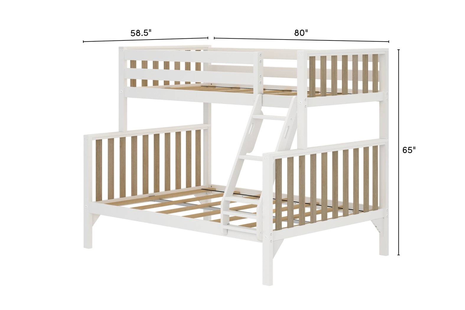 Kids Klaudie II White Twin/Full Natural Bunk Bed - Thumbnail - Image 7