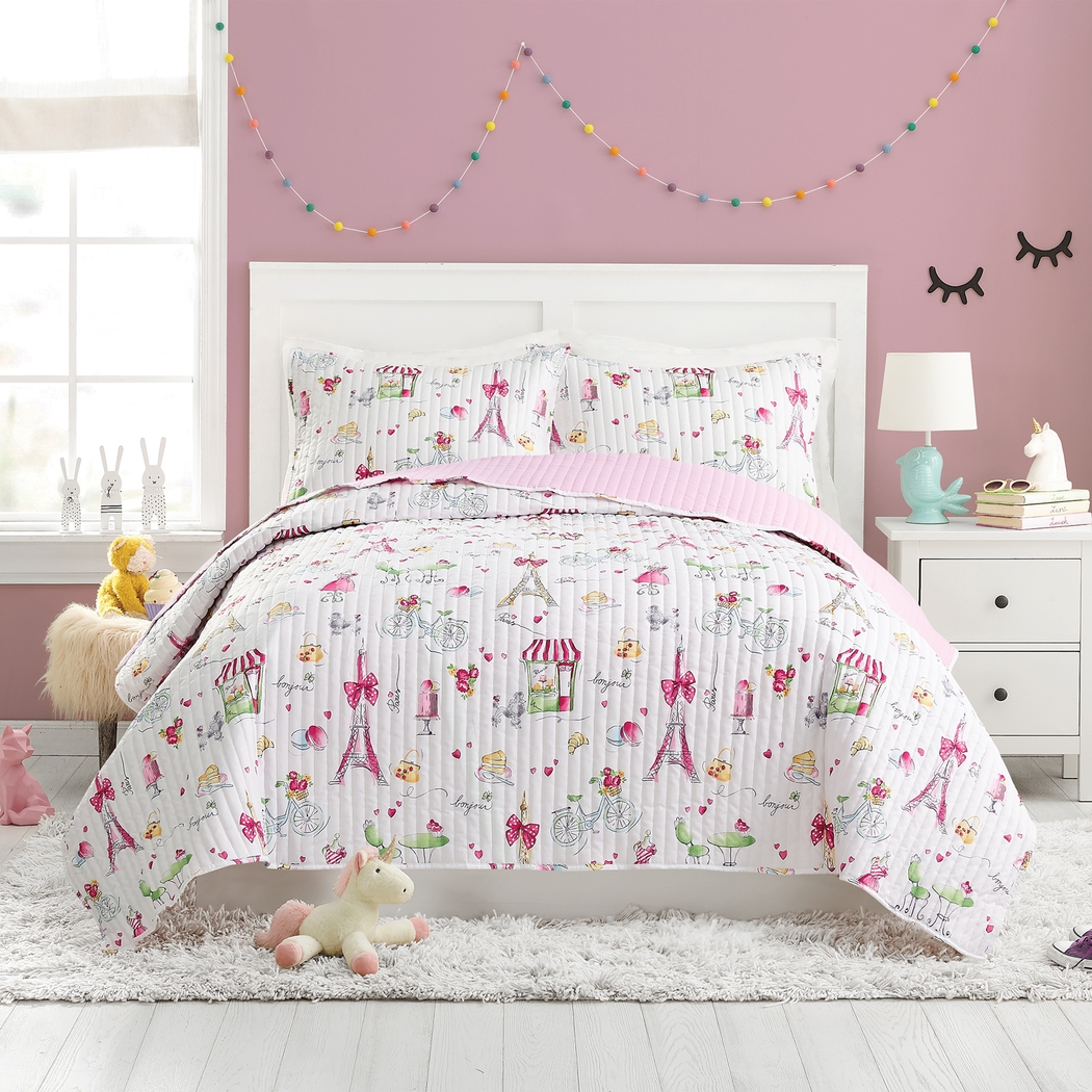 Kids La Parie Pink Twin Quilt Set - Thumbnail - Image 1