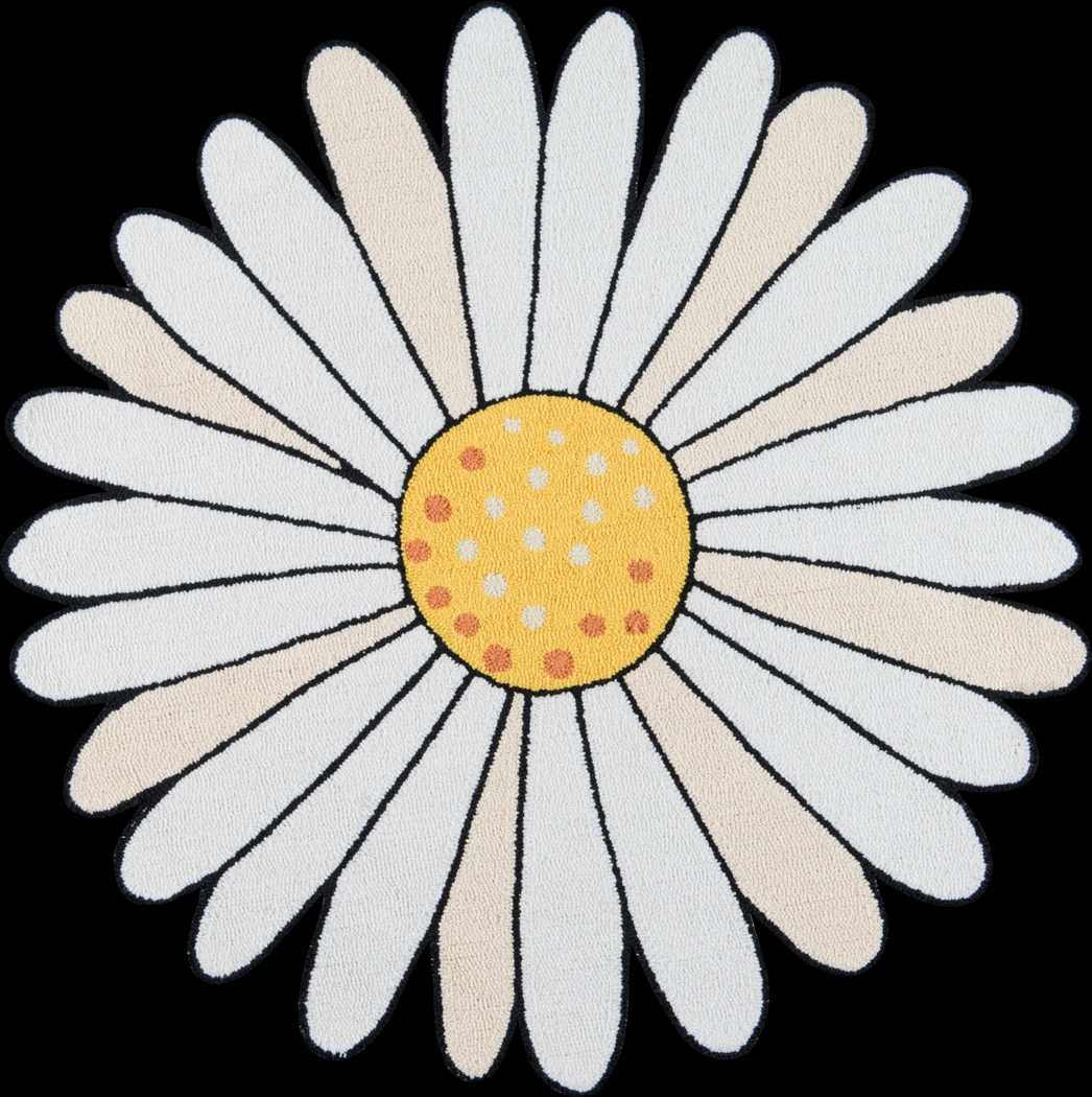 Kids Lazy Daizy Ivory 3' Round Rug - Thumbnail - Image 1