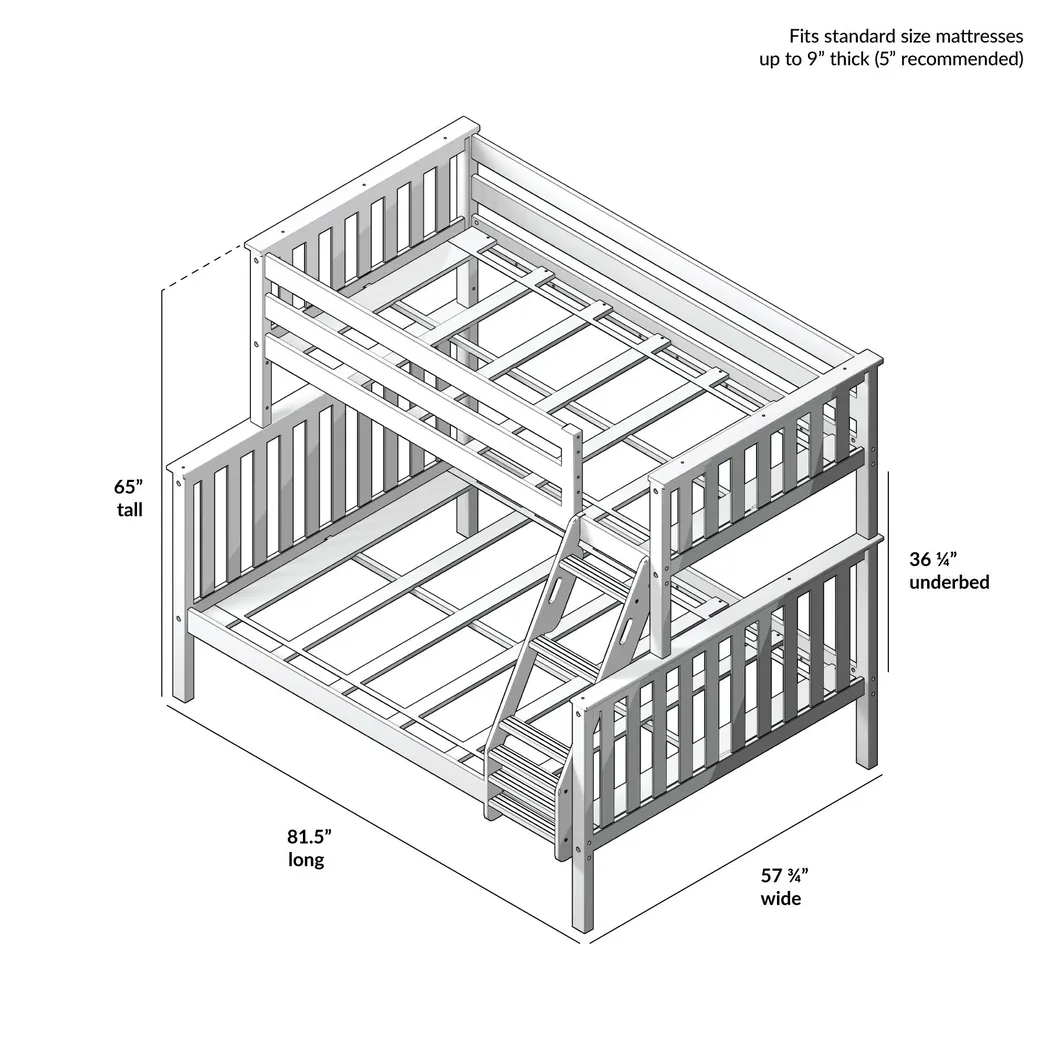 Kids Lilose II White Twin/Full Bunk Bed - Thumbnail - Image 4