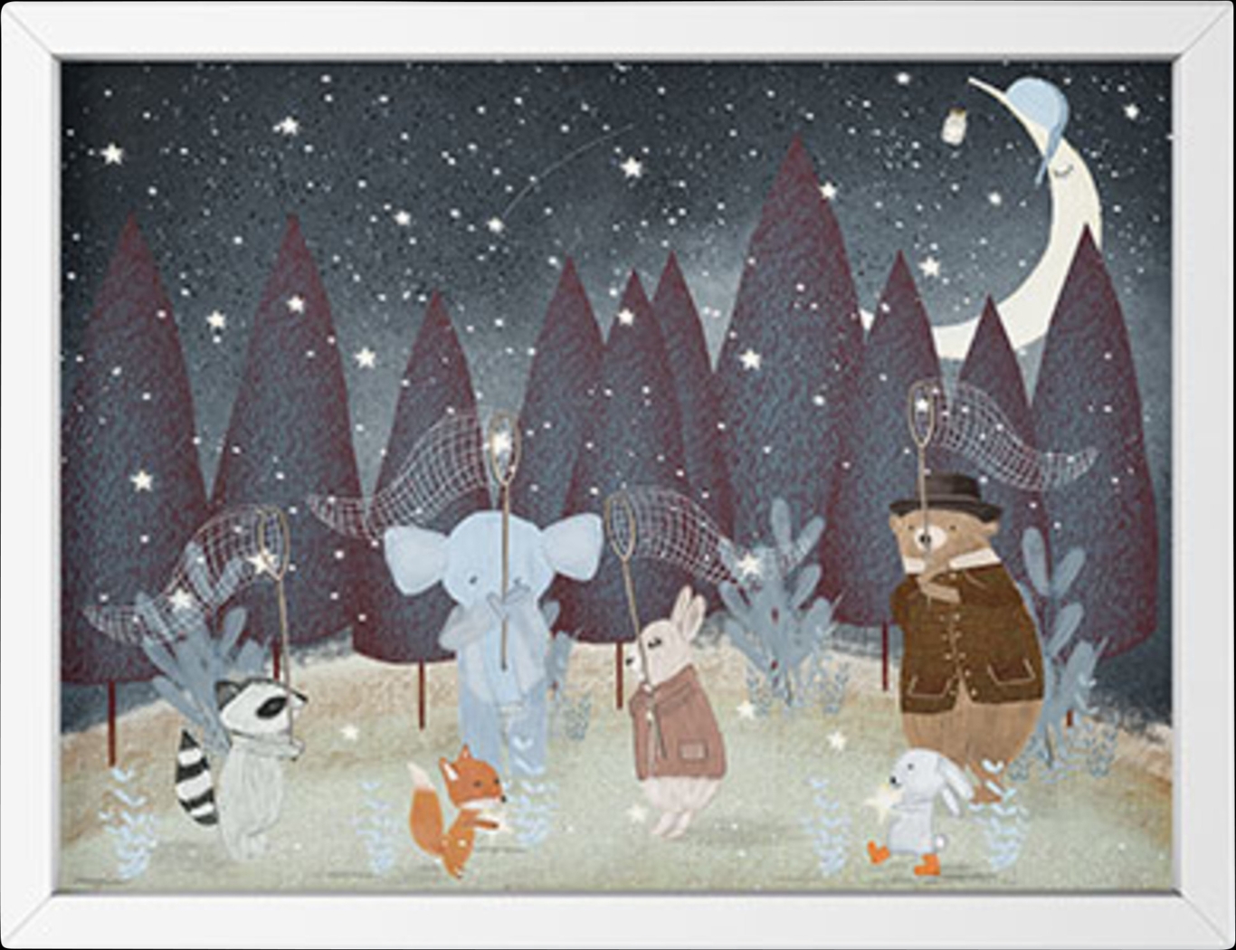 Kids Little Falling Stars Black Mini Framed Artwork - Thumbnail - Image 1