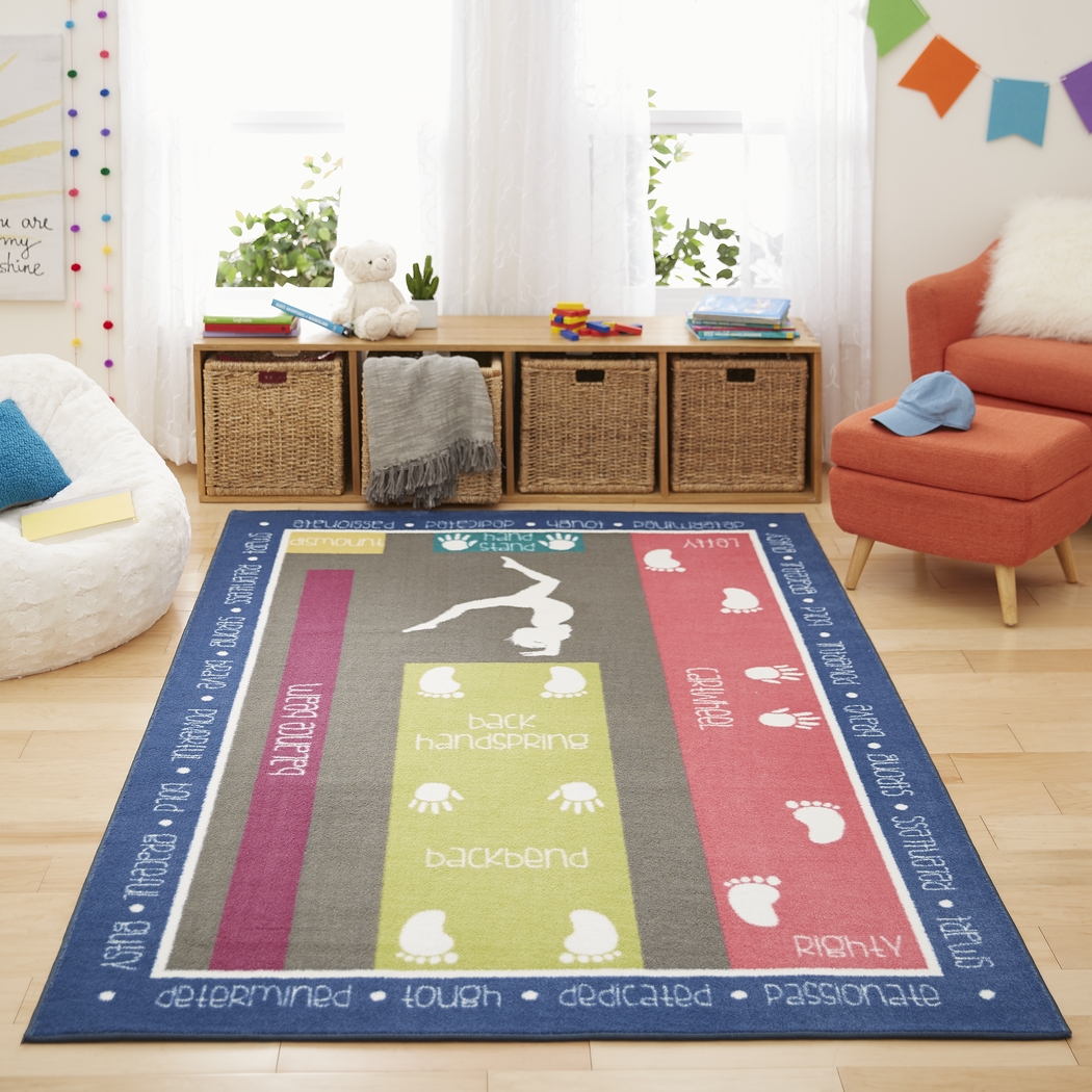 Kids Little Gymnast Gray 5' x 8' Rug - Thumbnail - Image 2