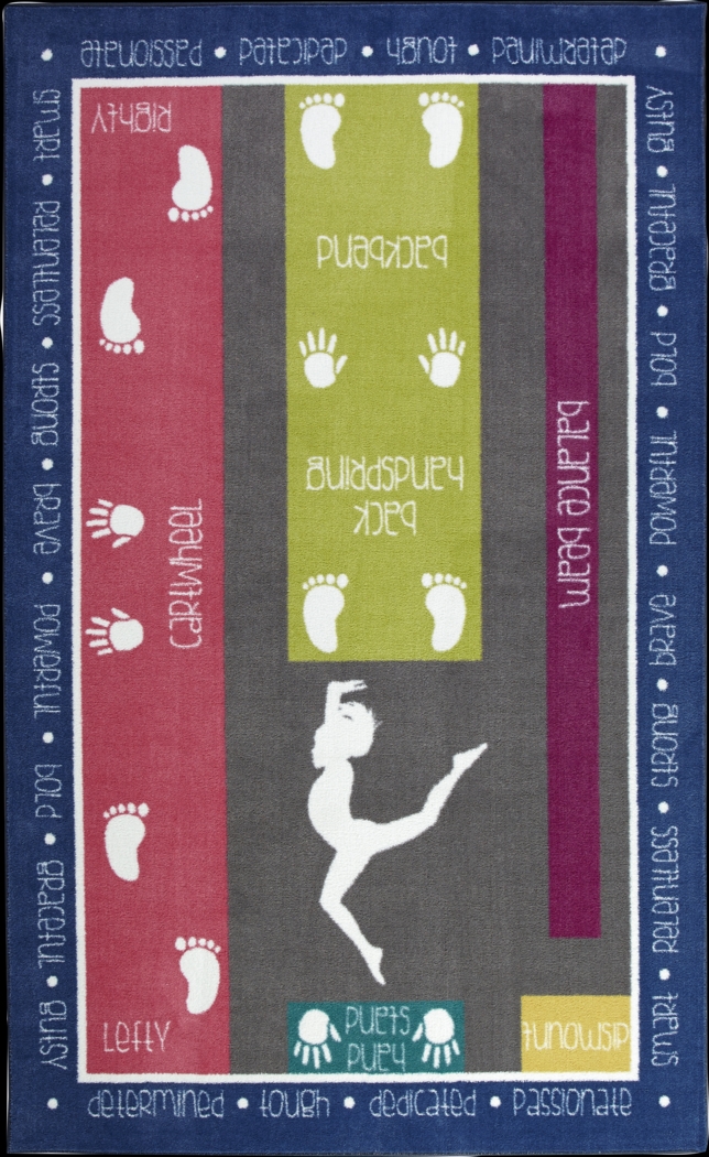 Kids Little Gymnast Gray 5' x 8' Rug - Thumbnail - Image 1
