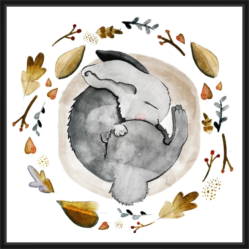 Kids Little Sleepy Bunny Gray Medium Wall Art - Thumbnail - Image 1