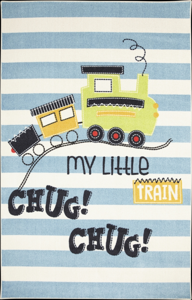 Kids Little Tracks Blue 5' x 8' Rug - Thumbnail - Image 1