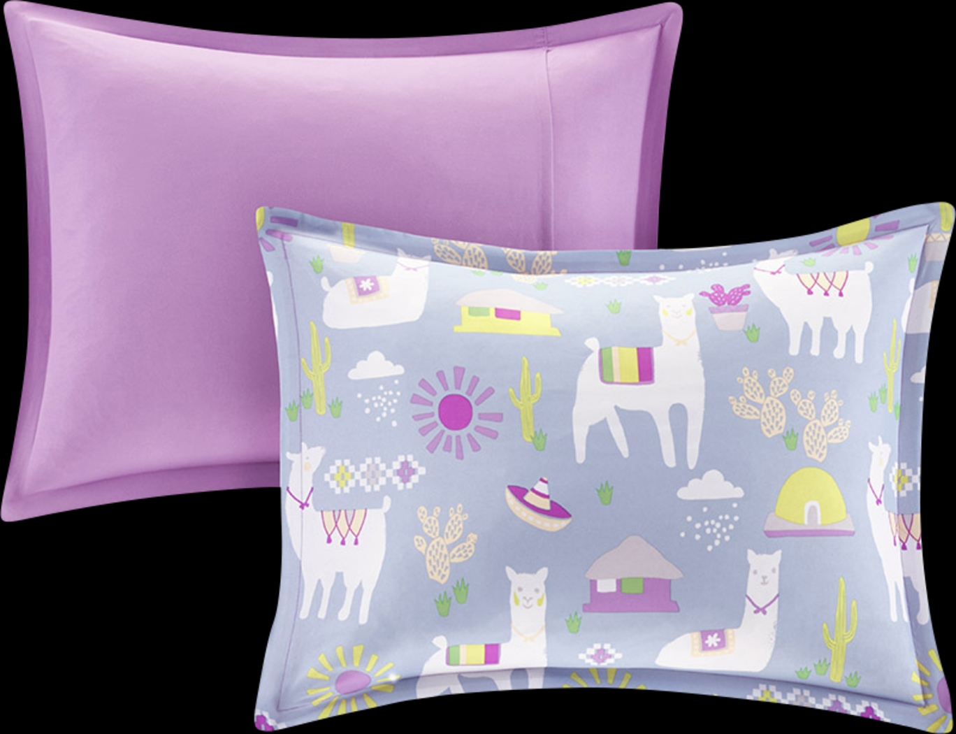 Kids Llama Picnic Lavender 3 Pc Twin Comforter Set - Thumbnail - Image 2