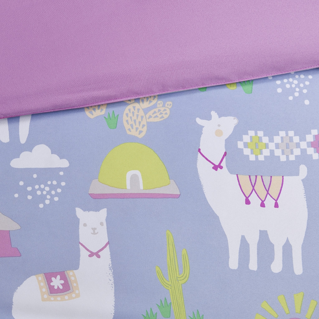 Kids Llama Picnic Lavender 3 Pc Twin Comforter Set - Thumbnail - Image 5