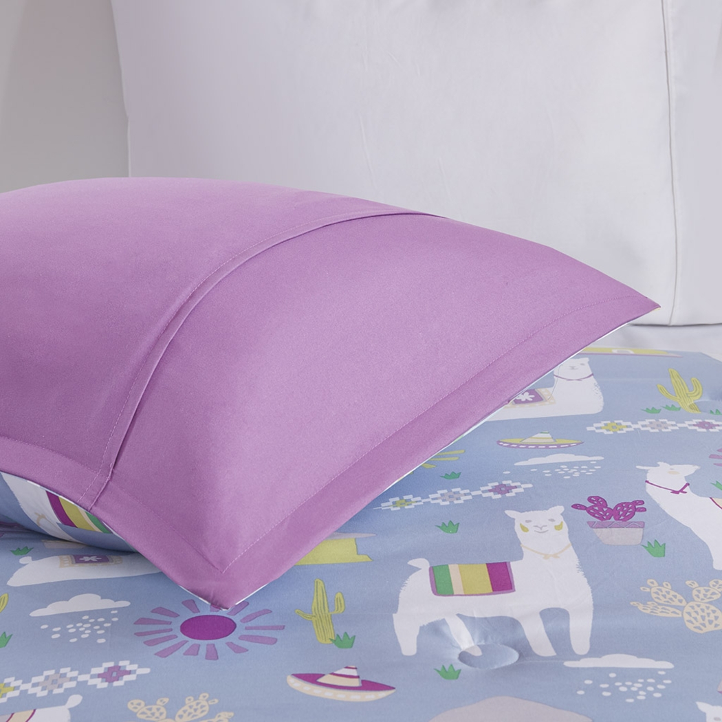 Kids Llama Picnic Lavender 3 Pc Twin Comforter Set - Thumbnail - Image 7
