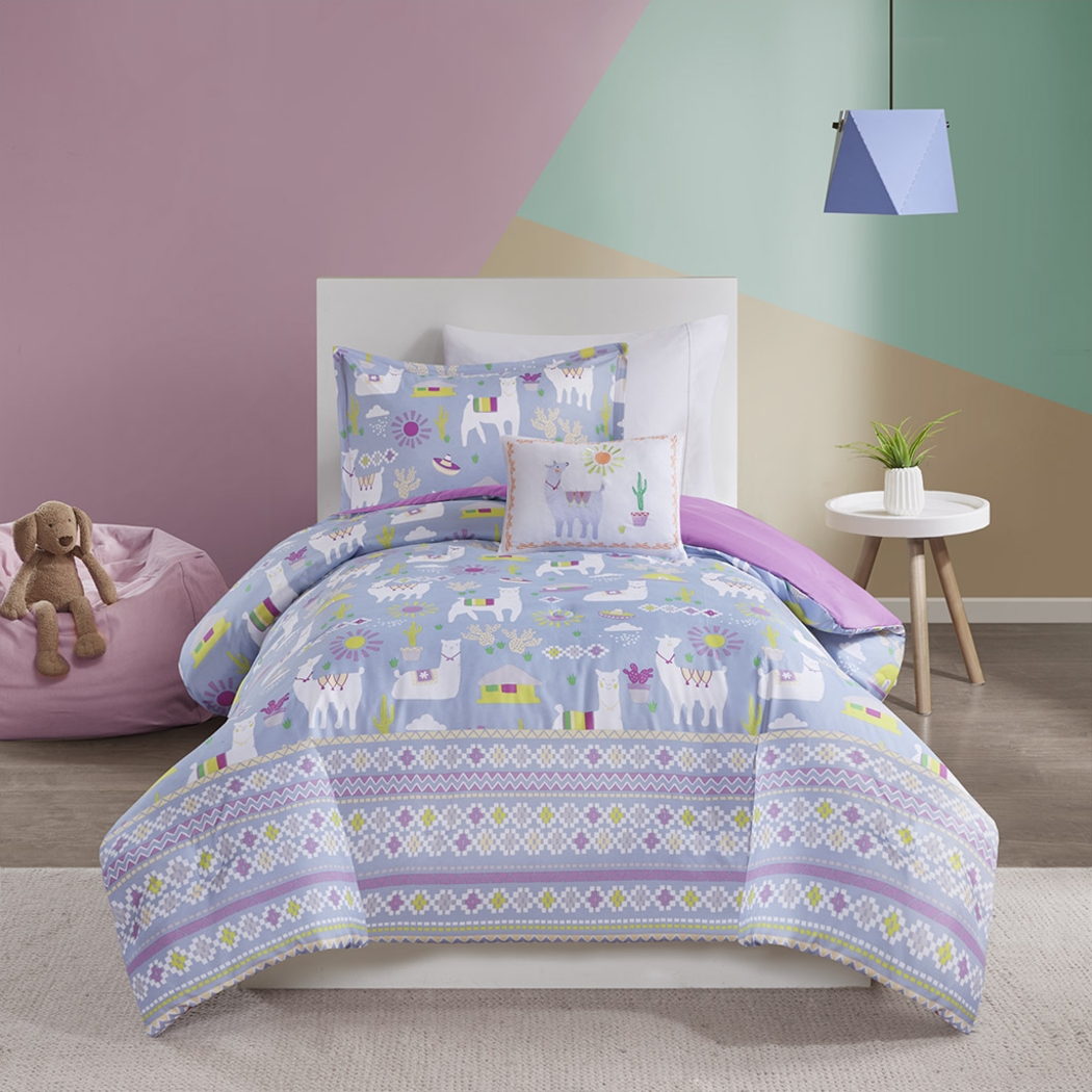 Kids Llama Picnic Lavender 3 Pc Twin Comforter Set - Thumbnail - Image 9