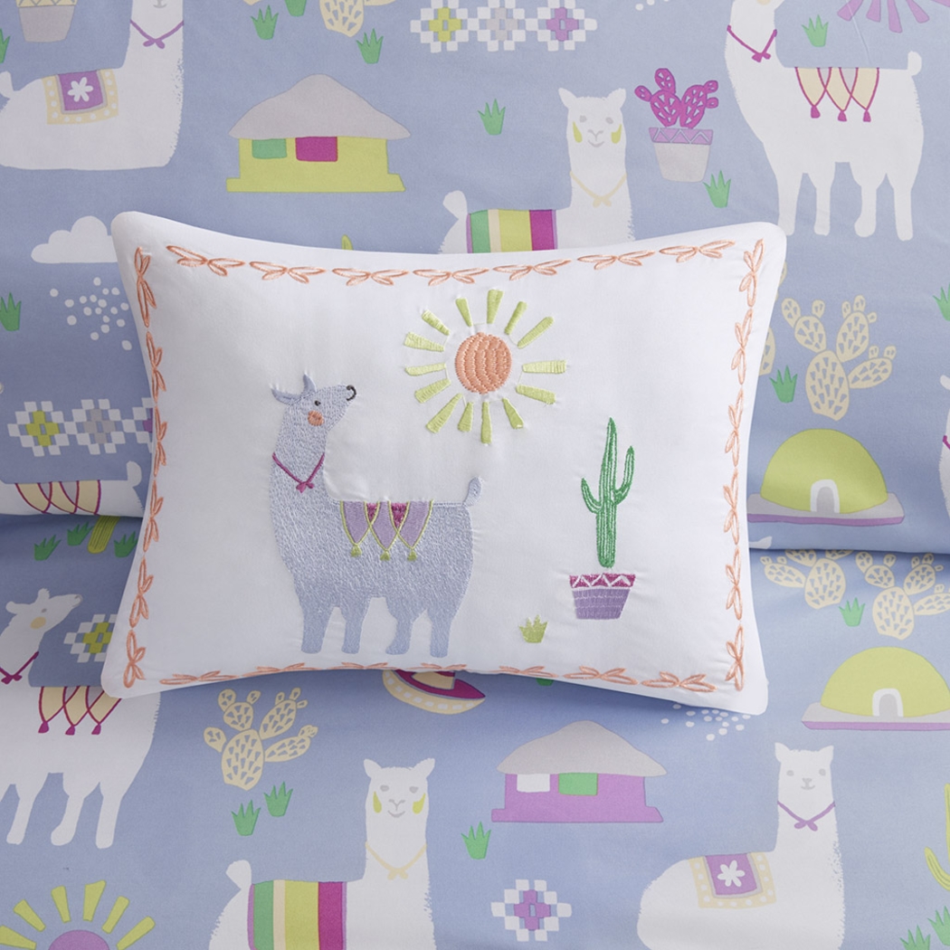 Kids Llama Picnic Lavender 4 Pc Full/Queen Comforter Set - Thumbnail - Image 4