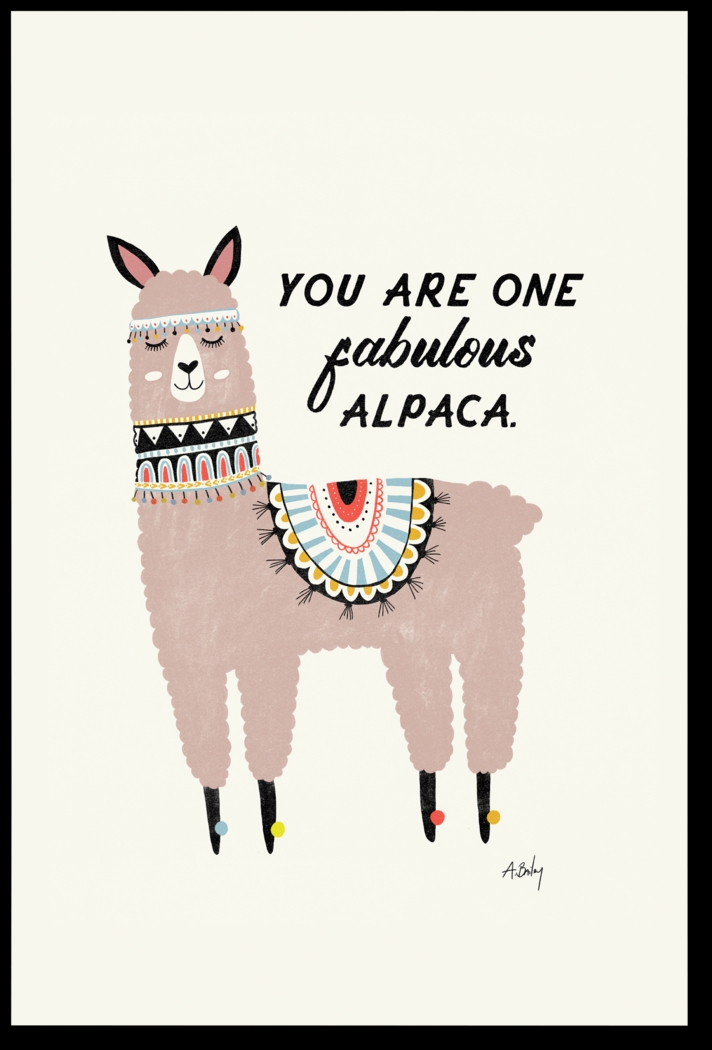 Kids Llama Pose White Artwork - Thumbnail - Image 1